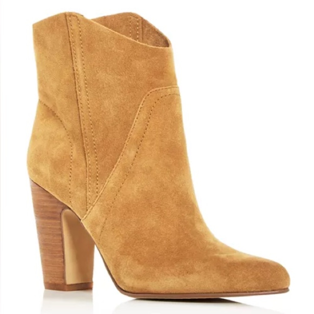 Vince Camuto Pointed‎ Toe High Heeled Booties Camel Suede size 6.5